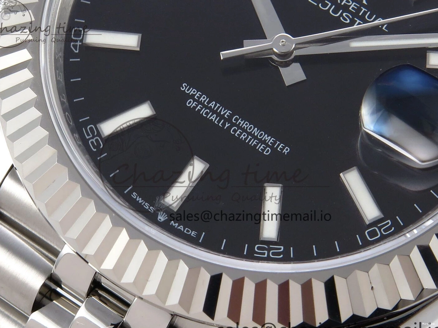 MiroTime 0406 HighPerformance DateJust 41 126334 EWEF Best Edition Black Stick Dial on Jubilee Bracelet A 1046